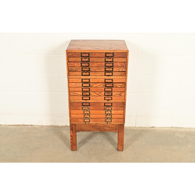 Mission Antique Arts & Crafts 15-Drawer Flat Cabinet, Circa 1900 For Sale - Image 3 of 12