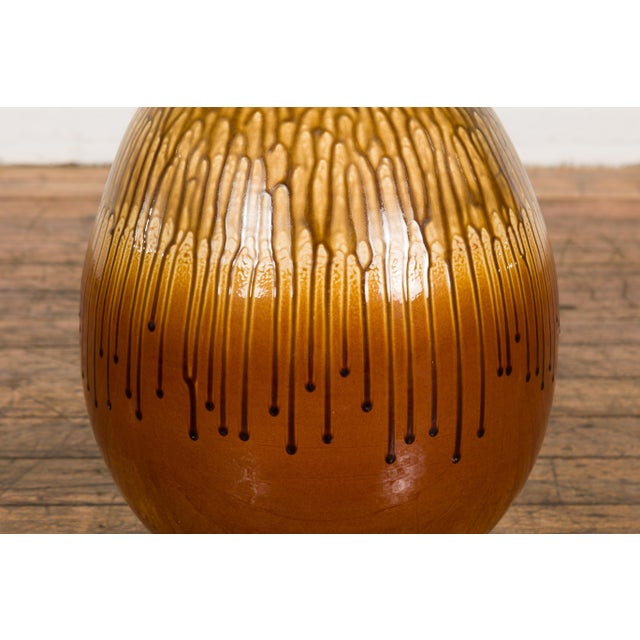 Ceramic Prem Collection Artisan Handcrafted Two-Tone Vase with Dripping Décor For Sale - Image 7 of 12