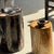 Side Table in Black Petrified Wood with Beige Striations and a Circular Arc For Sale - Image 6 of 18