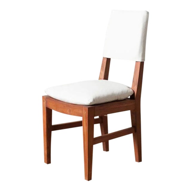 Traditional Cream Upholstered Teak Dining Chair Chairish