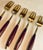 Mid 20th Century Rosewood & Brass Small Desert H'Ordreves Forks Flatware Set of 5 For Sale - Image 11 of 11