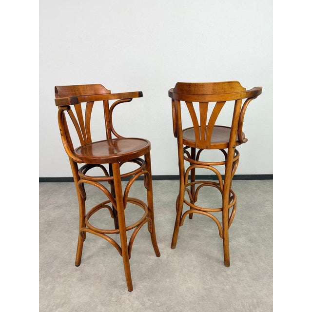 Bentwood Bar Stool with Armrest, 1940s For Sale - Image 4 of 14