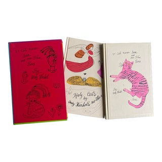 1988 Andy Warhol 1st Uk Edition "25 Cats Name Same and One Blue Pussy / Holy Cats by Andy Warhol's Mother" Books - Set of 2 For Sale