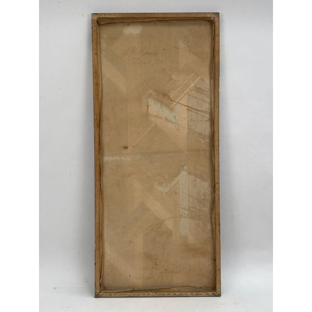 Large geometric abstract. Signed D. Kornecki, dated March '71. Canvas: H 72.25" x W 32" It presents well overall with...