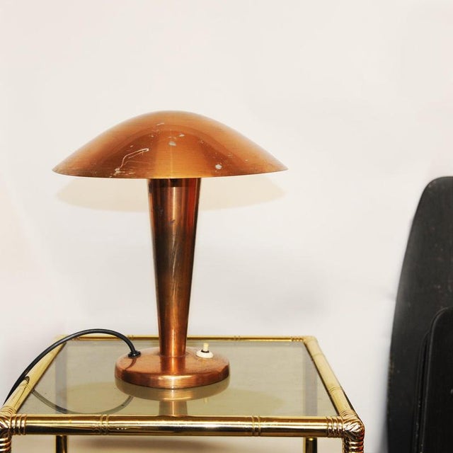 Copper Vintage Czech Copper Plated Mushroom Lamp, 1930s For Sale - Image 8 of 8