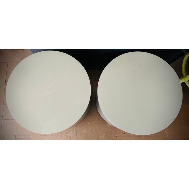 Wood Vintage Mid Century Glam Era Rolling Side Tables Laminate, Pair For Sale - Image 7 of 14