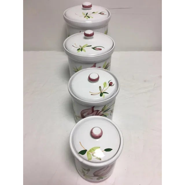Vintage Hand Painted Terracotta Canisters Set of 4 Chairish