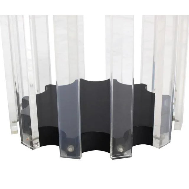 Glass Mid Century Modern Lucite Base Round Side Table For Sale - Image 7 of 9