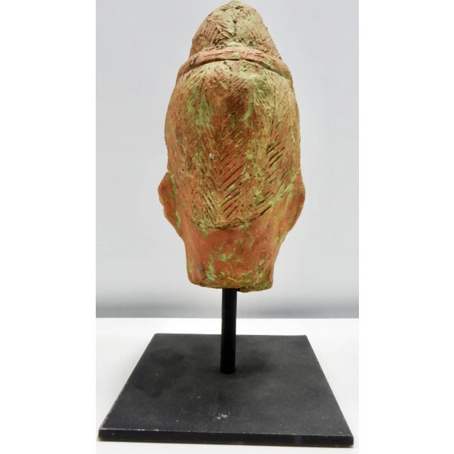 Asian Terracotta Sculpture of Head Thailand For Sale - Image 3 of 10