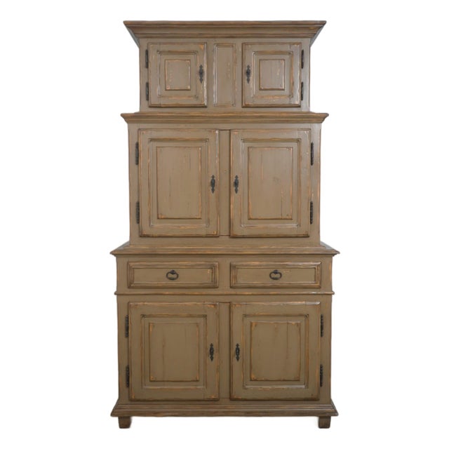Woodland Large Country Distressed Painted Cabinet For Sale