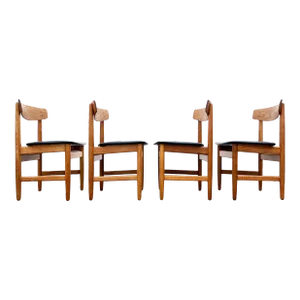 Børge Mogensen 'Øresund' Oak and Black Leather Dining Chairs for Karl Anderson and Söner - Set of Four