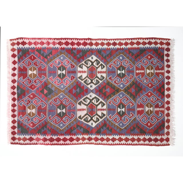 Tribal 1980s Decorative Vintage Handwoven Kilim-3' 4'' X 2' 1'' Feet For Sale - Image 3 of 11