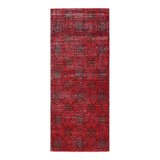Vintage Zeki Müren Runner in Red With Blue Geometric Patterns From Rug & Kilim For Sale