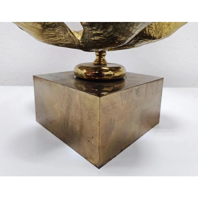Metal Nenuphar Lilly Table Lamp in Bronze and Brass attributed to Maison Charles, France, 1960s For Sale - Image 7 of 12