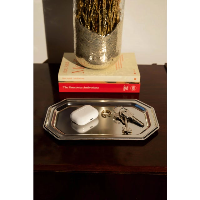 Silver Italian Stainless Steel Tray For Sale - Image 8 of 11