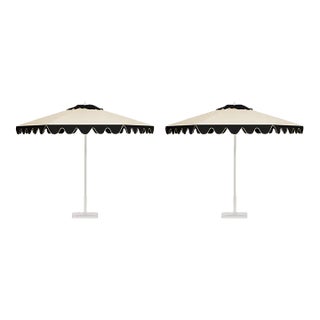 Espresso Ice 9' Patio Umbrella, Black & Cream, Set of 2 For Sale