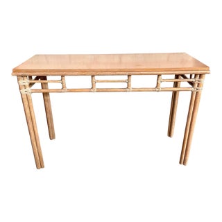 Vintage McGuire California Organic Modern Rattan Cane Console Entryway Table For Sale