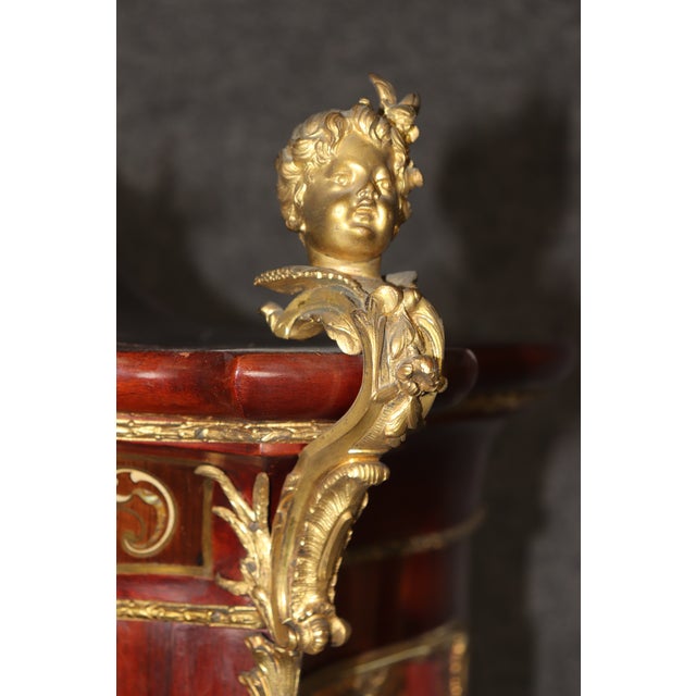 Late 19th Century Signed J.Groschkus Abalone & Mother of Pearl Figural Bronze Bowed Glass Vitrine For Sale - Image 16 of 17