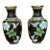 Early 20th Century Pair of Black Cloisonné Vases W/ Pink and Blue Florals For Sale