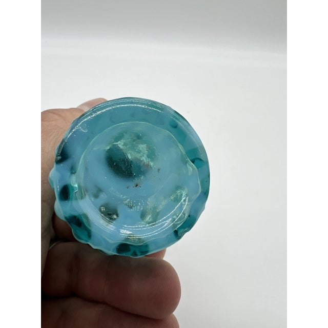 Late 19th Century Antique Blue Lattice Blown Glass Salt or Pepper Shaker by Northwood, Circa 1890-1910's For Sale - Image 5 of 9