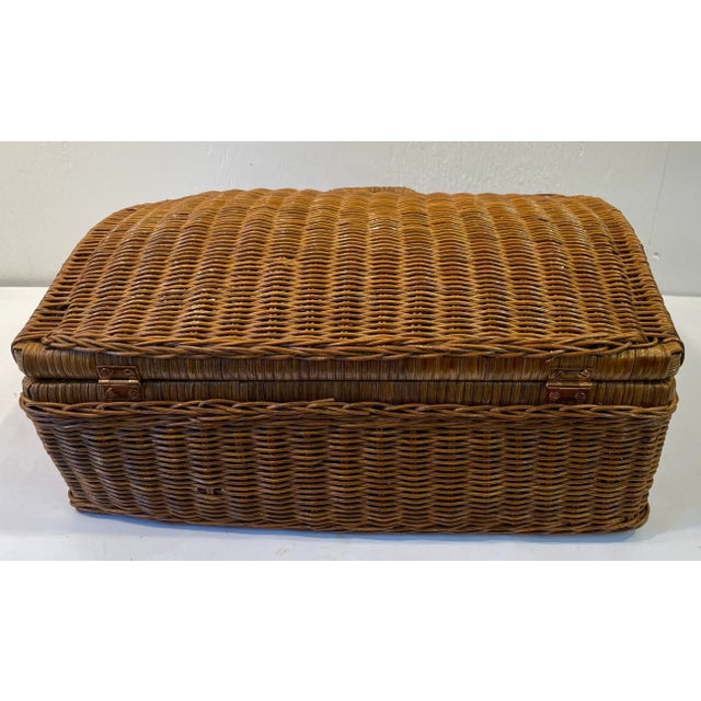 Vintage Rounded Top Wicker Basket Carrying Case For Sale In Dallas - Image 6 of 10
