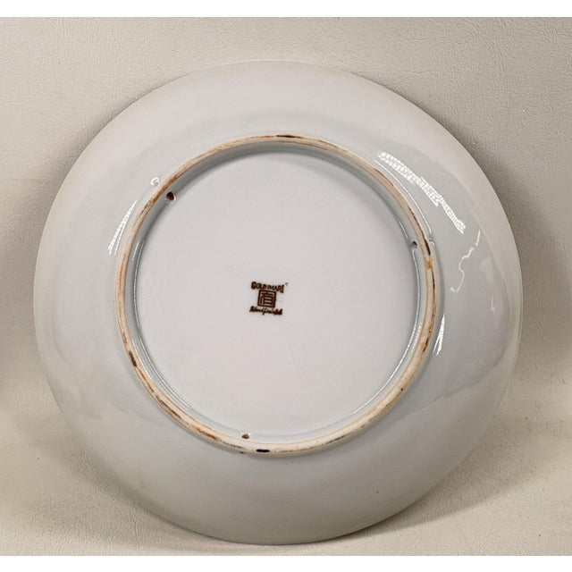 Vintage 10.75" Hand-Painted "Gold Imari" Japanese Porcelain Charger – Rare Green & Gold For Sale - Image 4 of 11
