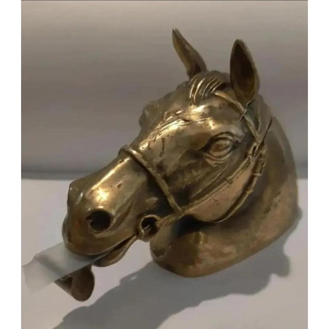 Brass 1960s Ted Arnold Ltd. Brass Tone Metal Horse Head Tape Dispenser For Sale - Image 8 of 10