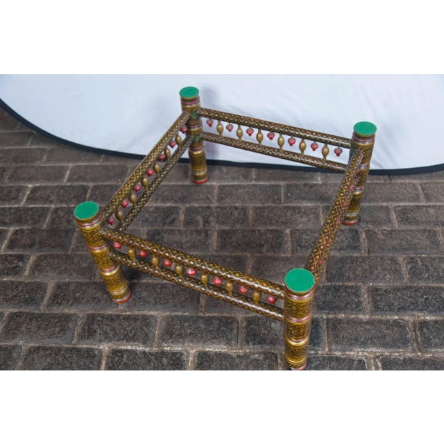 English 1970s Vintage Decorative East Indian Style Table Base or Ottoman For Sale - Image 3 of 7