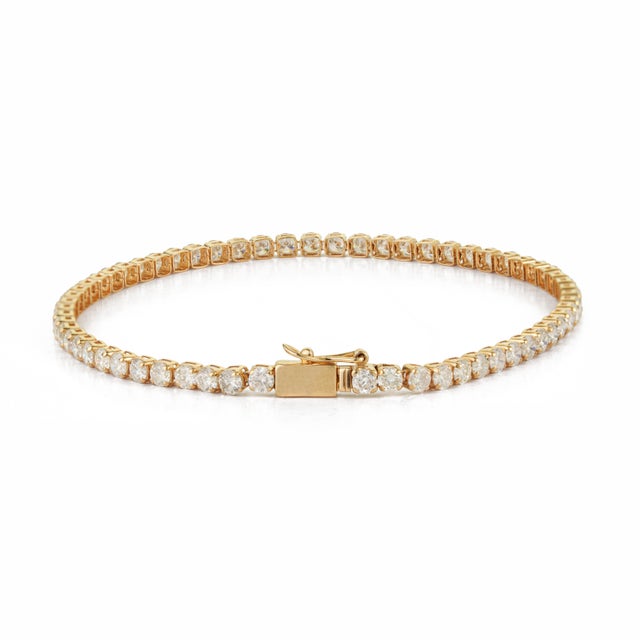 3.49Ct Round Brilliant Diamond Tennis Bracelet in 14k Solid Yellow Gold For Sale - Image 10 of 16