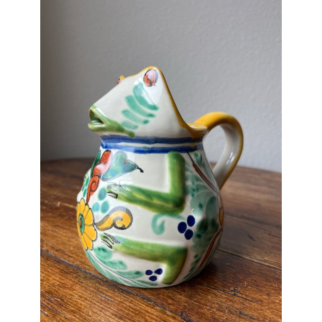Late 20th Century Gorky Gonzalez Style Frog Design Mexican Pottery Creamer Pitcher For Sale - Image 5 of 8