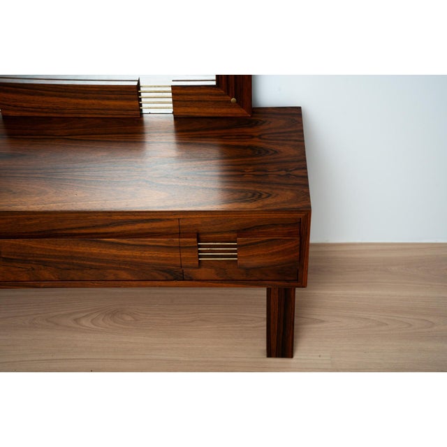 Brown Mid-Century Swedish Mirror with Vanity Console from Ateljé Glas & Trä, 1950 For Sale - Image 8 of 12
