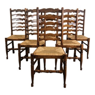 Rush Seat Dining Chairs Set of 6 For Sale