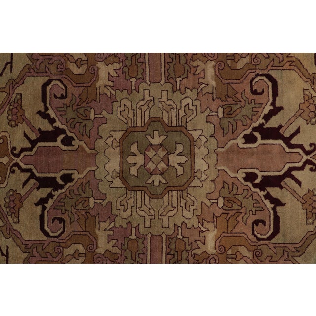 Late 18th Century Antique Amritsar Rug in Beige-Brown Tones With Floral Medallion - Rug & Kilim For Sale - Image 5 of 10