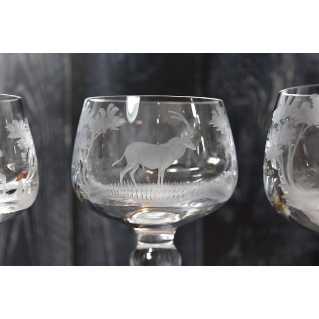 Mid 20th Century Kenyan-African Queen Lace Wine Hocks Buffalo Rhino Stag & Sable - Set of 4 For Sale - Image 9 of 17