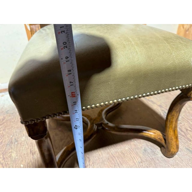Minton Vintage Minton Spidell Dauphine French Style High Back Olive Leather Dining Chairs. Set of 8 For Sale - Image 4 of 18