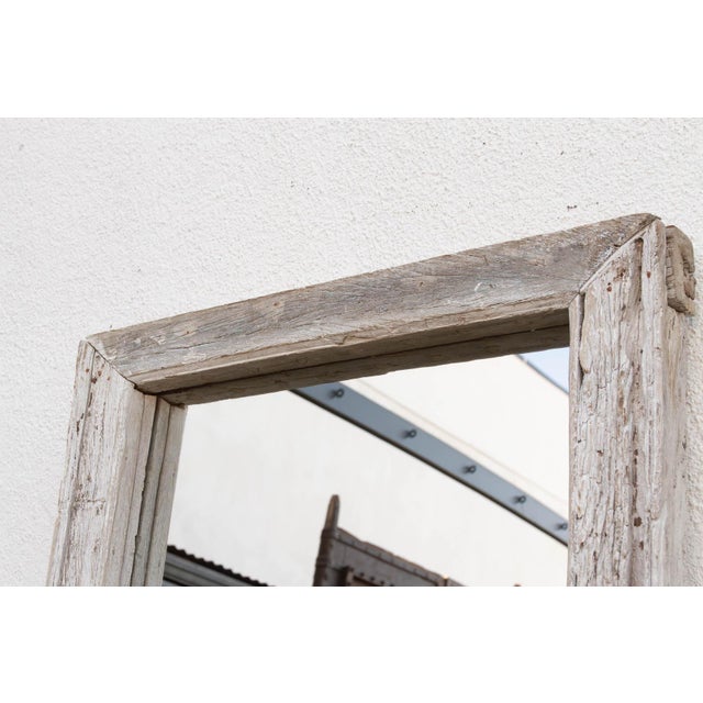 Antique Wabi Sabi Weathered Teak Mirror For Sale - Image 4 of 7