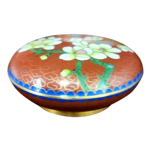 Chinese Vintage Cloisonne Blue Bird Fine Enamel Round Box