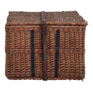 1960s German Picnic Basket With Leather Strap For Sale