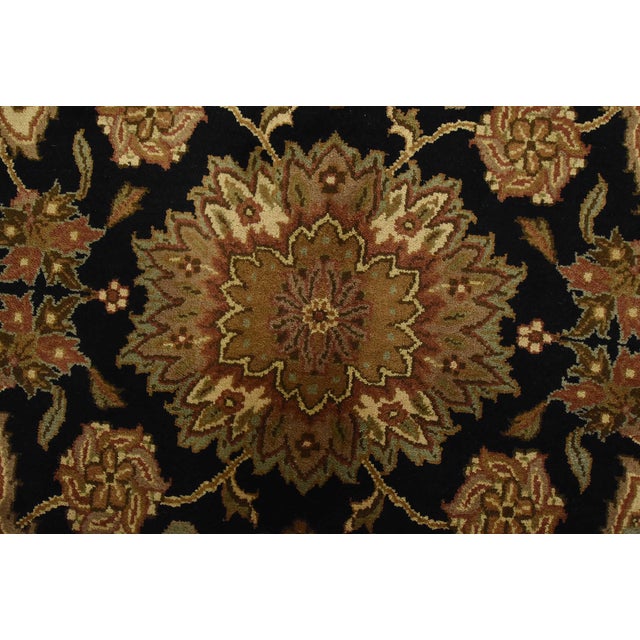 Black Agra Rug 7’11” X 9’11” Black Wool Traditional Hand-Knotted Oriental Carpet For Sale - Image 8 of 14