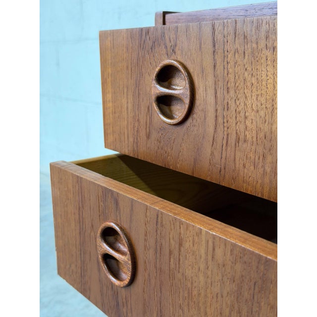 Brown Small Danish Teak Dresser With 2 Drawers Scandinavian Mid-Century Modern Vintage For Sale - Image 8 of 12