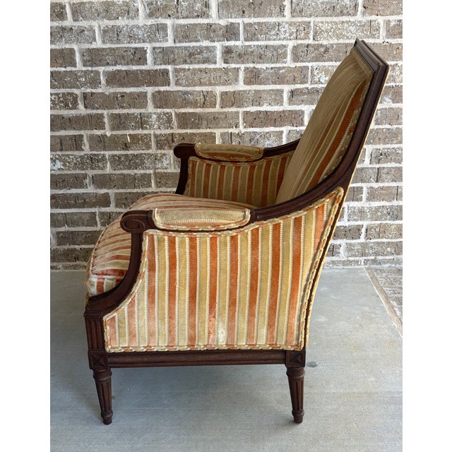 Mid 20th Century Vintage Henredon Louis XVI Style Square Back Bergère Chair For Sale - Image 5 of 18