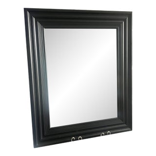 1970s Black Lacquer Beveled Wall Mirror — Mid-Century Modern For Sale