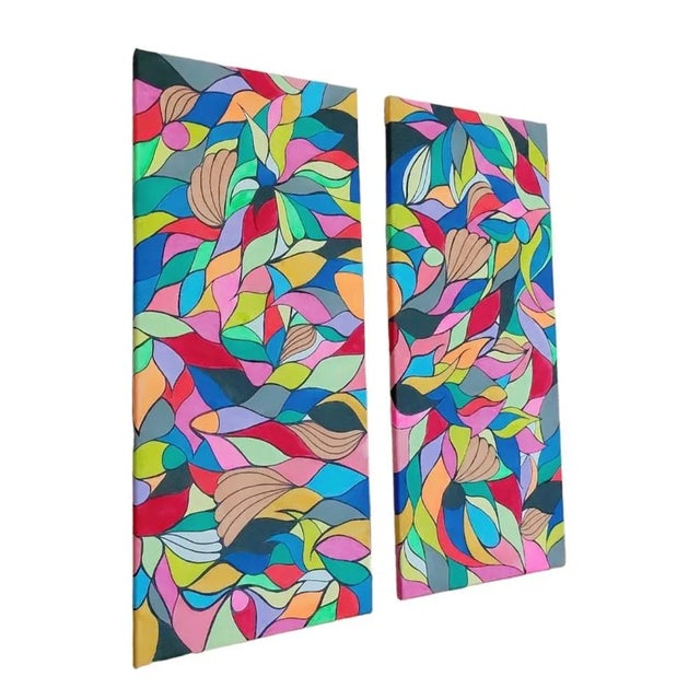 Priscilla Bilijam, Just the Two of Us, 2024, Acrylic on Canvases, Set of 2 For Sale - Image 3 of 6