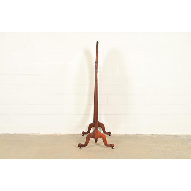 Brown Antique Victorian Carved Mahogany Oval Cheval Floor Mirror, Circa 1890s For Sale - Image 8 of 10