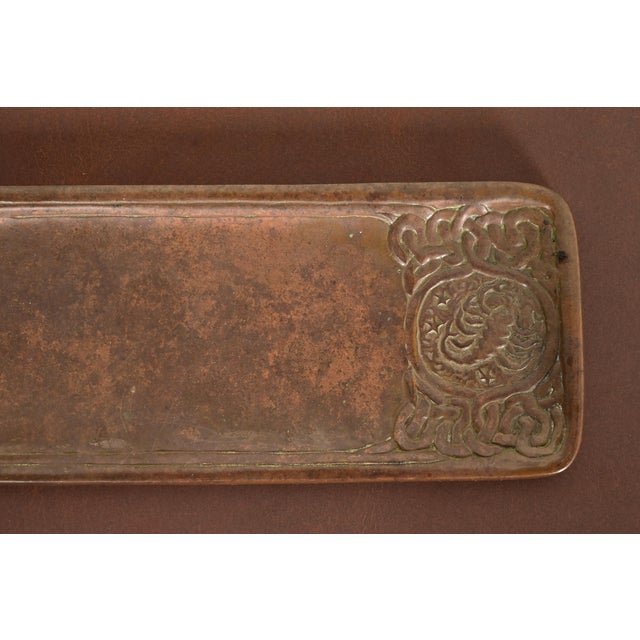 Bronze Tiffany Studios New York Zodiac Pattern Bronze Pen Tray For Sale - Image 8 of 12
