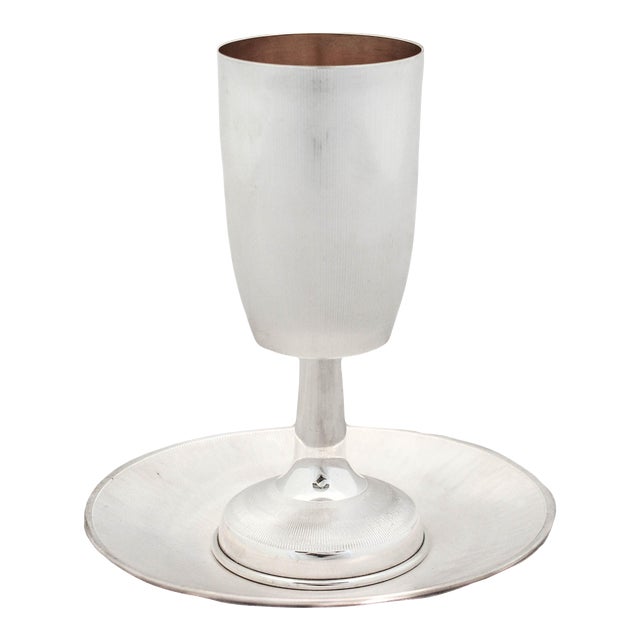 Sterling Silver Kiddush Cup & Plate - 2 Pieces For Sale