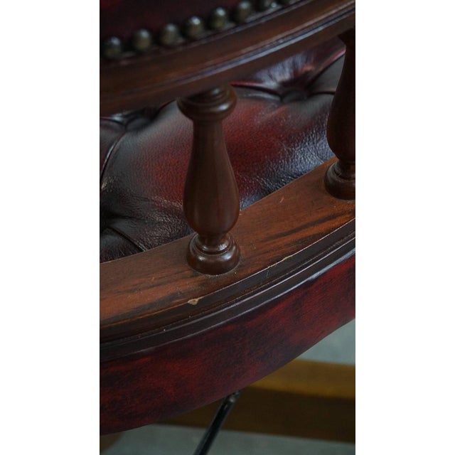 Chesterfield Office Chair on Wheels in Red For Sale - Image 12 of 14