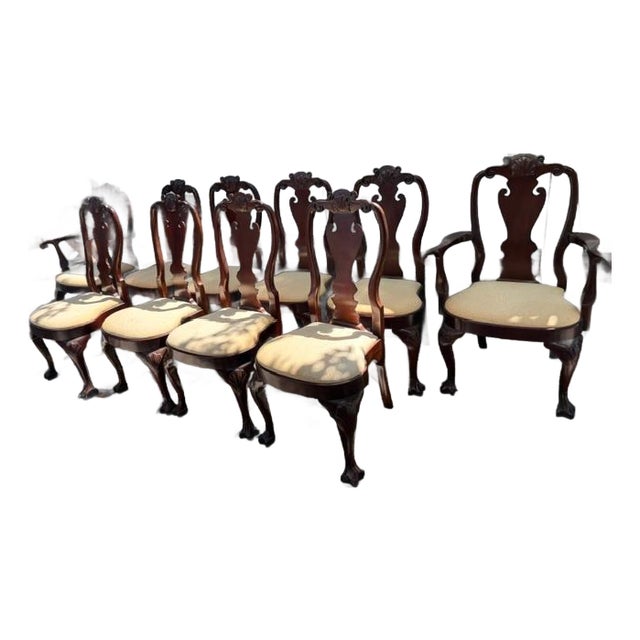 1950s Set of 10 Mahogany High Back Dining Chairs by the Froelich Co. Usa For Sale