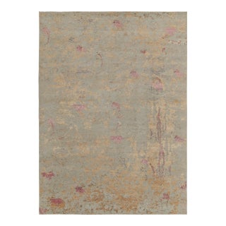 Rug & Kilim’s Abstract Rug in Blue With Pink and Gold Textural Patterns For Sale