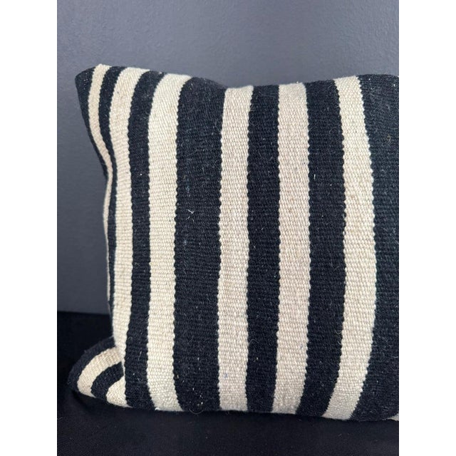 Turkish Hemp Pillow Cushion Natural Beige Black Pillow Cushion Cover 16" x 24" For Sale - Image 4 of 4